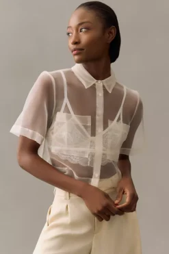 Sunday In Brooklyn Sheer Cropped Utility Shirt -Fashion Clothing Shop 4110257230119 011 b2