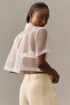Sunday In Brooklyn Sheer Cropped Utility Shirt -Fashion Clothing Shop 4110257230119 011 b3