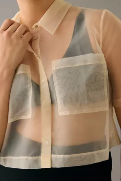 Sunday In Brooklyn Sheer Cropped Utility Shirt -Fashion Clothing Shop 4110257230119 011 c3