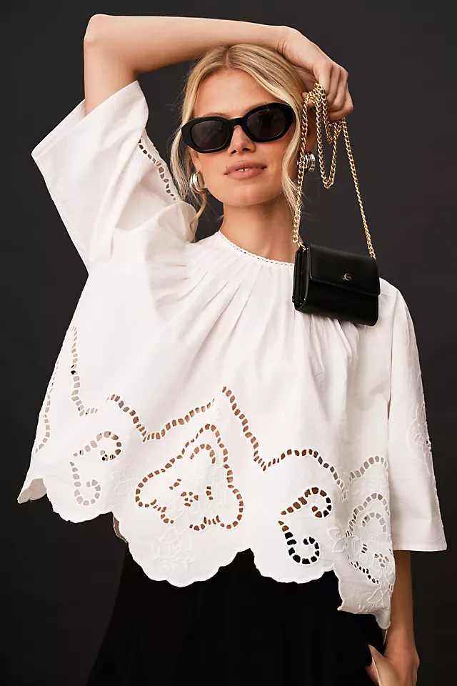 Forever That Girl Scalloped Eyelet Blouse 3 Forever That Girl Scalloped Eyelet Blouse