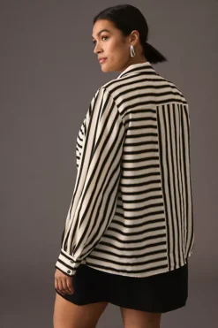 Maeve Silky Striped Buttondown 20 Maeve Silky Striped Buttondown -Fashion Clothing Shop 4110944440001 009 c3