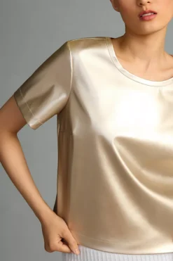 Porridge Collin Faux-Leather Short-Sleeve Top -Fashion Clothing Shop 4112059680093 070 b4