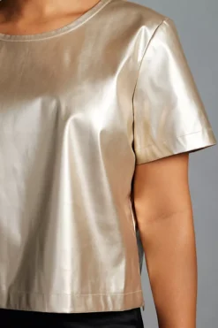 Porridge Collin Faux-Leather Short-Sleeve Top -Fashion Clothing Shop 4112059680093 070 c3