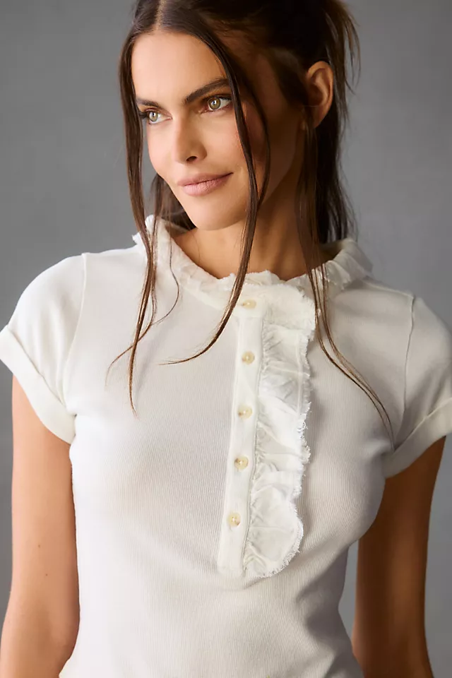 Pilcro Ruffle Henley Tee 5 Pilcro Ruffle Henley Tee - Image 3