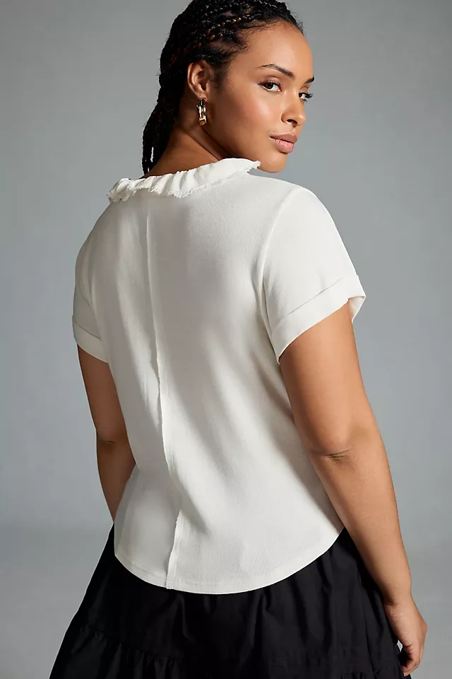 Pilcro Ruffle Henley Tee 7 Pilcro Ruffle Henley Tee - Image 5