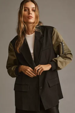 DOLAN Utility Mixed Fabric Blazer -Fashion Clothing Shop 4115212060046 001 b4