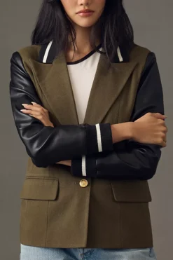 Avec Les Filles Mixed Fabric Blazer -Fashion Clothing Shop 4115402250099 031 b4