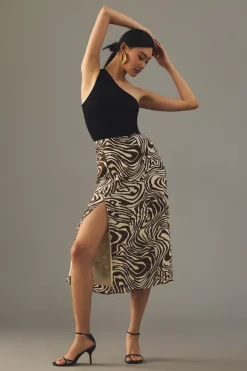 The Lille Side-Slit Midi Skirt By Maeve