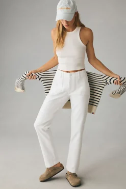 Paige Mayslie Mid-Rise Straight-Leg Ankle Jeans