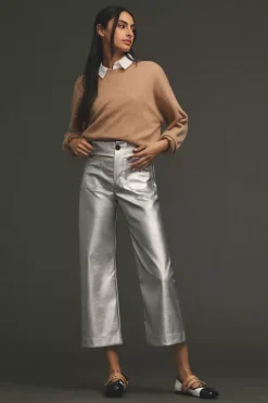 The Colette Cropped Wide-Leg Faux Leather Pants By Maeve