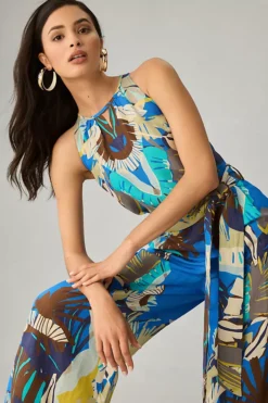 Ranna Gill Printed Halter Wide-Leg Jumpsuit