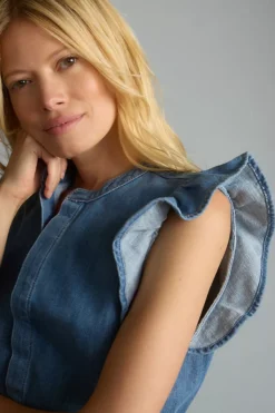 Joe's Jeans The Emilia Ruffle-Sleeve Denim Romper -Fashion Clothing Shop 4125040760029 093 b3