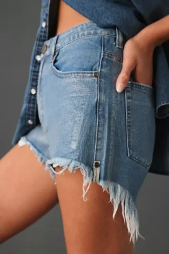 One Teaspoon Blue Future Bonitas High-Rise Denim Shorts -Fashion Clothing Shop 4125912470003 093 b2