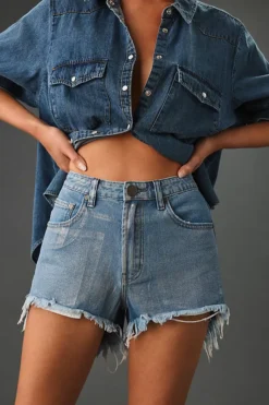 One Teaspoon Blue Future Bonitas High-Rise Denim Shorts -Fashion Clothing Shop 4125912470003 093 b3