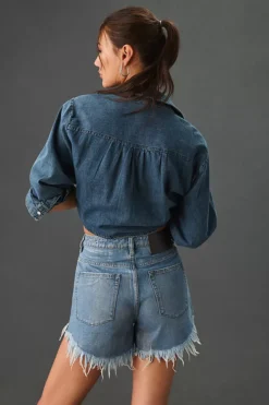 One Teaspoon Blue Future Bonitas High-Rise Denim Shorts -Fashion Clothing Shop 4125912470003 093 b4