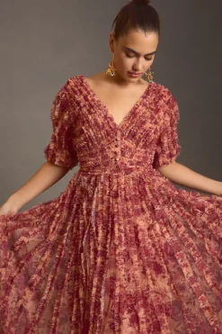 Ieena For Mac Duggal V-Neck Ruffled Mesh Dress -Fashion Clothing Shop 4130637940004 266 b4