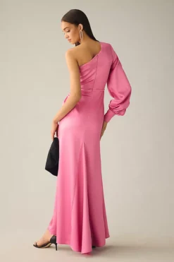 Ieena For Mac Duggal One-Shoulder Bishop-Sleeve Trumpet Gown -Fashion Clothing Shop 4130637940035 066 b3