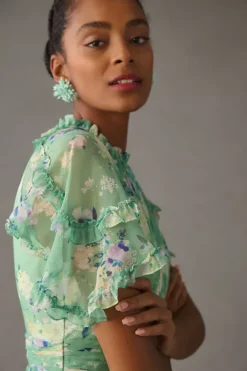 Mac Duggal Short-Sleeve Floral Chiffon Ruffled Gown -Fashion Clothing Shop 4130637940051 030 b4