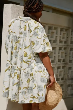 En Saison Puff-Sleeve Shirt Dress -Fashion Clothing Shop 4130732510040 097 c2