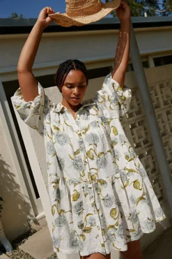 En Saison Puff-Sleeve Shirt Dress -Fashion Clothing Shop 4130732510040 097 c3