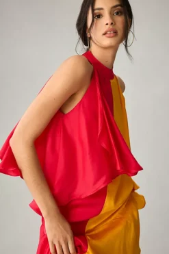 Pinnacle By Shruti Sancheti Mock-Neck Colorblock Ruffle Dress -Fashion Clothing Shop 4130839430011 266 b2