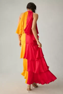 Pinnacle By Shruti Sancheti Mock-Neck Colorblock Ruffle Dress -Fashion Clothing Shop 4130839430011 266 b3