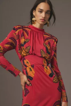 Farm Rio Long-Sleeve Mock-Neck Maxi Dress -Fashion Clothing Shop 4130880890106 266 b3