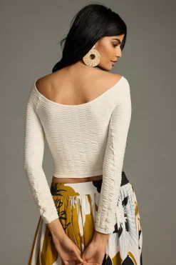 By Anthropologie Seamless Off-the-Shoulder Smocked Long-Sleeve Top -Fashion Clothing Shop 4140341870200 010 b2