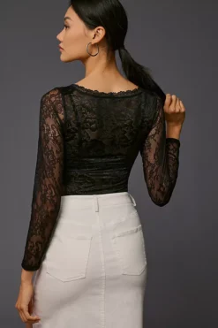 By Anthropologie Long-Sleeve Sheer Lace Bodysuit -Fashion Clothing Shop 4140370060040 001 b3