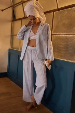 Eberjey Sandwashed Cotton Striped Pajama Set