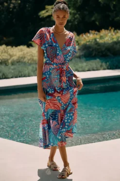 Farm Rio V-Neck Printed Wrap Dress