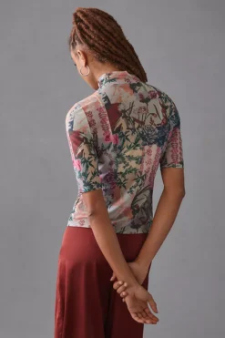 By Anthropologie Printed Mesh Turtleneck -Fashion Clothing Shop 4148265640004 000 b2