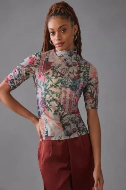 By Anthropologie Printed Mesh Turtleneck -Fashion Clothing Shop 4148265640004 000 b3