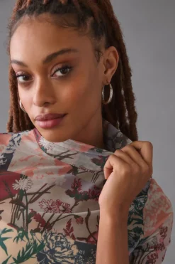 By Anthropologie Printed Mesh Turtleneck -Fashion Clothing Shop 4148265640004 000 b4