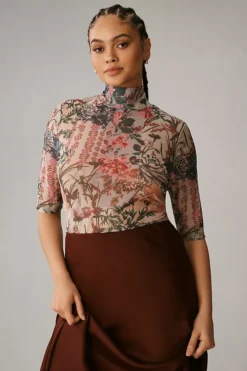 By Anthropologie Printed Mesh Turtleneck -Fashion Clothing Shop 4148265640004 000 c