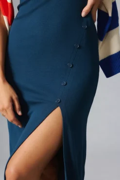 Bordeaux Short-Sleeve Button-Embellished Dress -Fashion Clothing Shop 4149253380032 040 b3