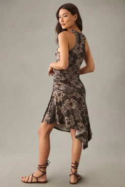 Daily Practice By Anthropologie Printed Ruched Asymmetrical-Hem Dress -Fashion Clothing Shop 4149916210037 029 b3