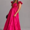 Mac Duggal Plus Flutter-Sleeve A-Line High-Low Ruffle-Hem Gown -Fashion Clothing Shop 4428637940052 066 c