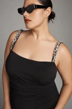 Mac Duggal Plus Lace-Up Asymmetrical Side-Slit Embellished-Hem Dress -Fashion Clothing Shop 4428637940055 001 c3