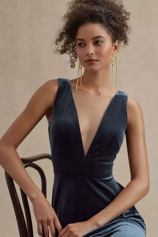 Jenny Yoo Logan Deep-V Velvet Column Gown 3 Jenny Yoo Logan Deep-V Velvet Column Gown