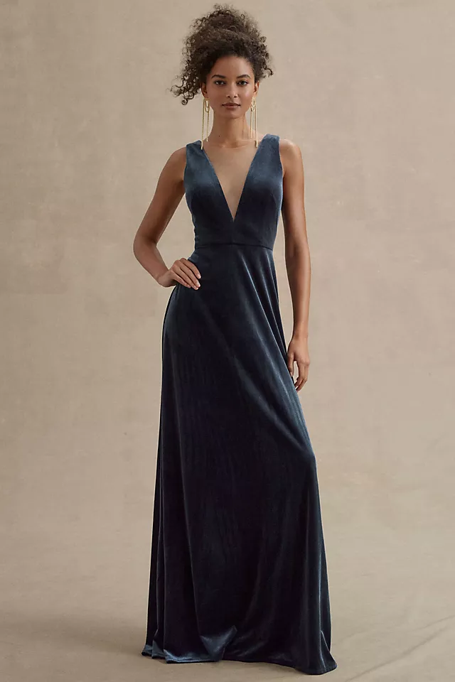 Jenny Yoo Logan Deep-V Velvet Column Gown 4 Jenny Yoo Logan Deep-V Velvet Column Gown - Image 2
