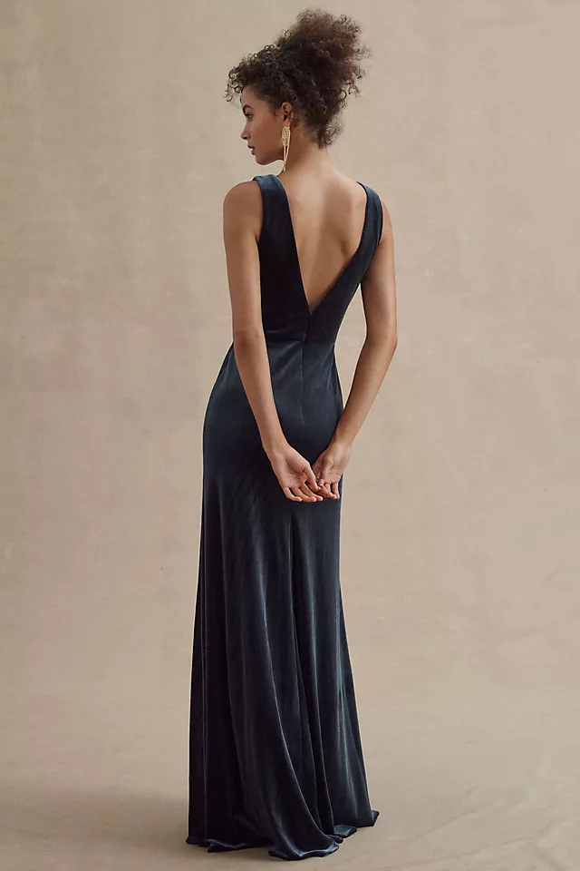 Jenny Yoo Logan Deep-V Velvet Column Gown 5 Jenny Yoo Logan Deep-V Velvet Column Gown - Image 3