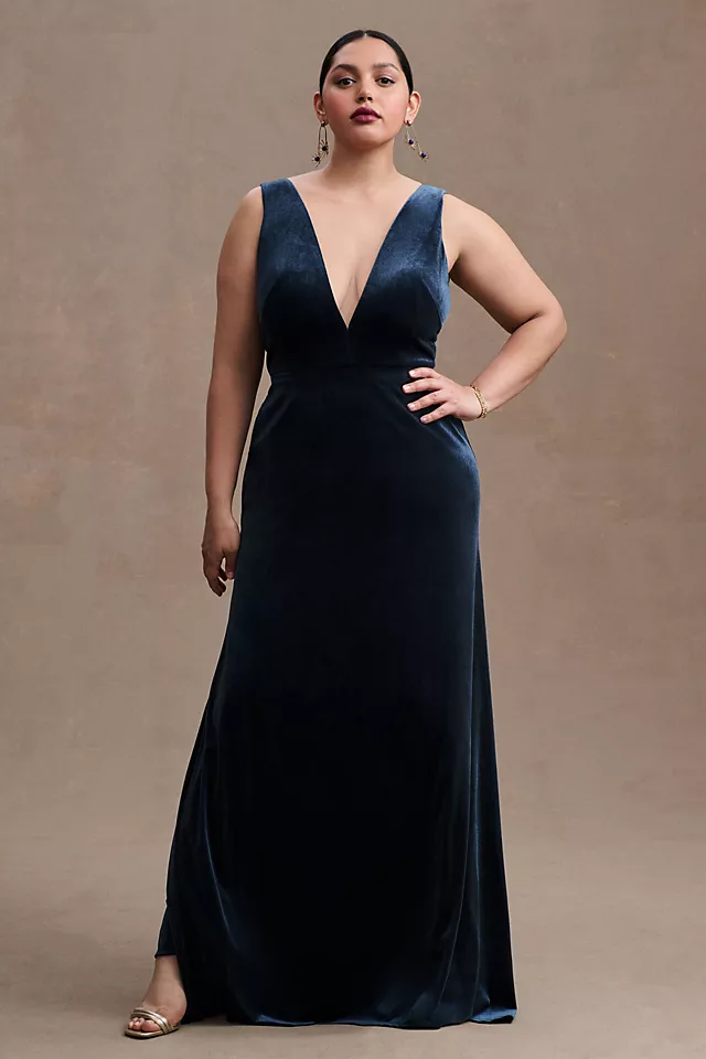 Jenny Yoo Logan Deep-V Velvet Column Gown 7 Jenny Yoo Logan Deep-V Velvet Column Gown - Image 5