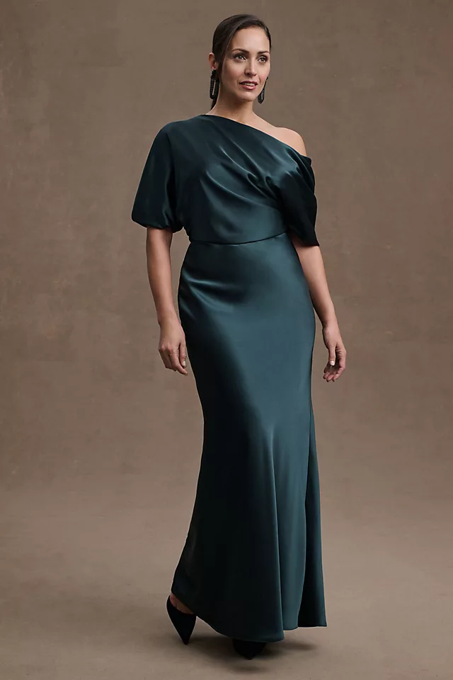 Amsale Pryce Off-Shoulder Satin Column Gown 3 Amsale Pryce Off-Shoulder Satin Column Gown