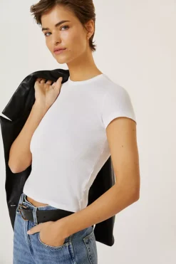 Maeve Ribbed Baby Tee -Fashion Clothing Shop 66796657 010 b3