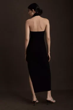 Norma Kamali Halter Turtleneck Side-Slit Midi Dress -Fashion Clothing Shop 79276390 001 b5