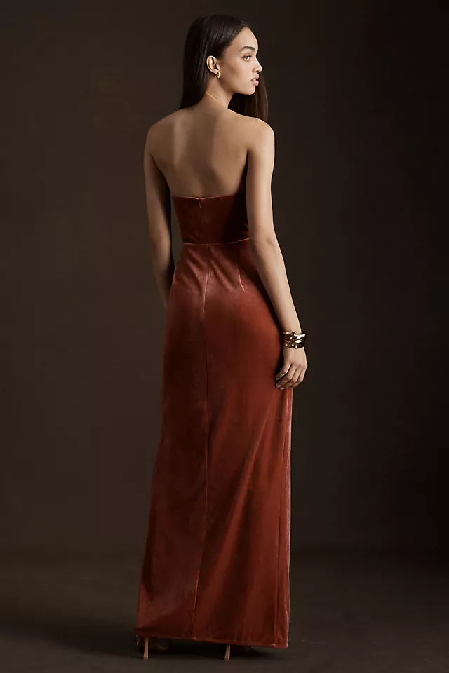 Anthropologie Jenny Yoo Cassandra Strapless Stretch Velvet Gown 4 Anthropologie Jenny Yoo Cassandra Strapless Stretch Velvet Gown - Image 2