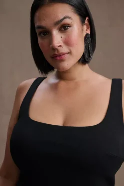 BHLDN Ashlynn Square-Neck Stretch Crepe Side-Slit Gown -Fashion Clothing Shop 80665094 001 c