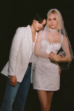 Morphine Fashion Hypnotized Pearl-Embellished Bridal Blazer -Fashion Clothing Shop 81483042 010 d10