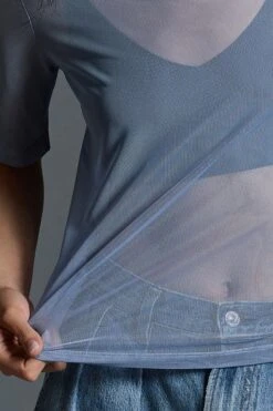 Porridge Mesh Half-Sleeve Top -Fashion Clothing Shop 82149154 044 b4